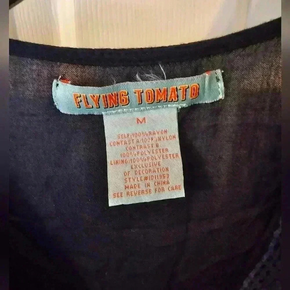 Flying Tomato Navy embroidered boho maxi dress size M - Picture 5 of 7